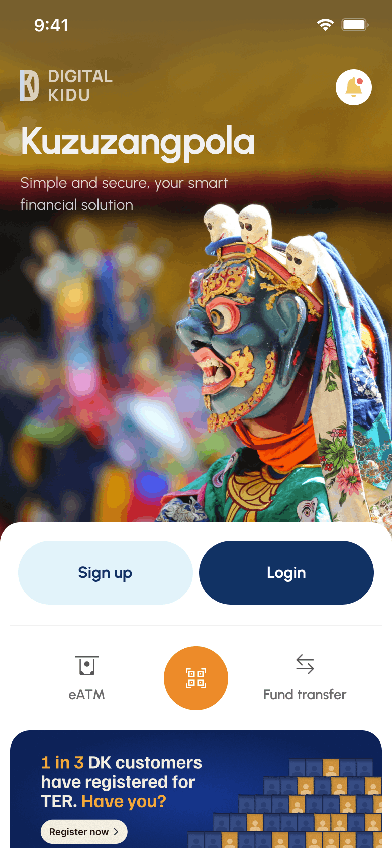 DK Bank account sign in screen